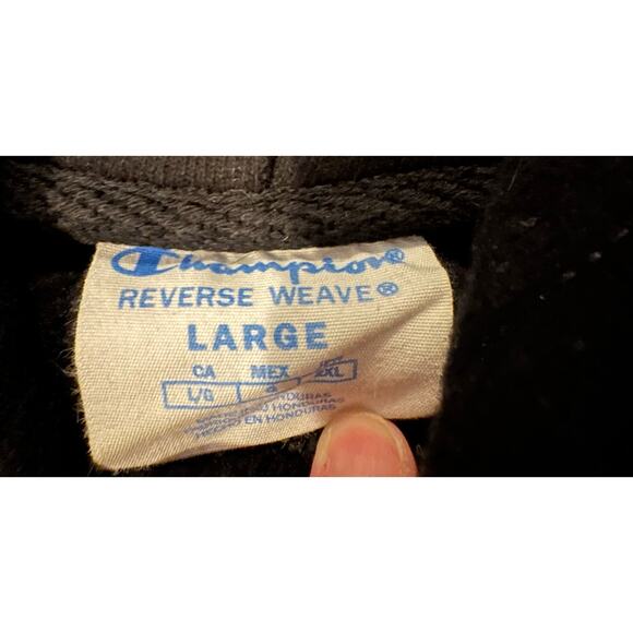 VTG Champion Retro Reverse Weave Hoodie Blue/Pink Logo Size L Y2KStreetwear - Picture 5 of 6